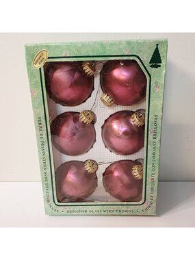 Christmas By Krebs Purple Solid Satin Finish Ornaments Set Of 6 Amethyst Jewel